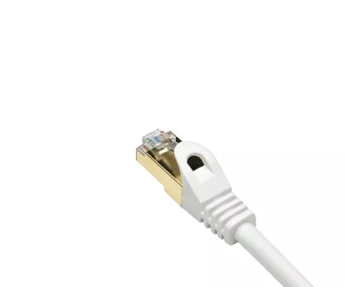 Cable de conexión premium Cat.7, LSZH, 2 conectores RJ45, cobre, blanco, 0,30 m