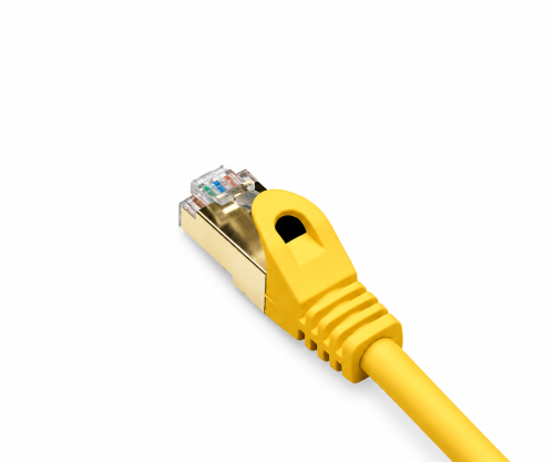 Cablu de conectare Premium Cat.7, LSZH, 2 conectori RJ45, cupru, galben, 0,50 m
