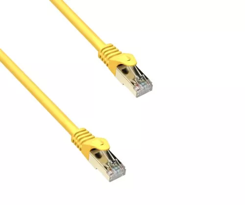 "Premium Cat.7" jungiamasis kabelis, LSZH, 2x RJ45 kištukas, varinis, geltonas, 1,00 m