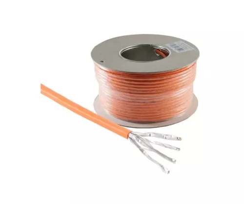 Cat.7 Verlegekabel GHMT zertifiziert, S/FTP, PiMF, 10GB, AWG 23, 1000 MHz, orange, LSZH, Länge 100m