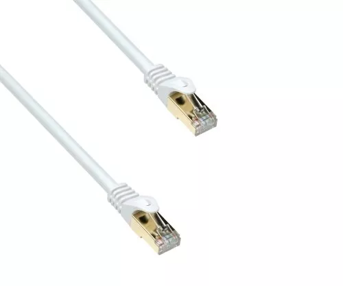 Premium Cat.7 patch cable, LSZH, 2x RJ45 plug, copper, white, 1m