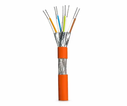 Cat.7 verkkoasennuskaapeli, PiMF, 100Ohm, 10GB, AWG 23, 1000 MHz, FRNC-B, oranssi, pituus 500m.