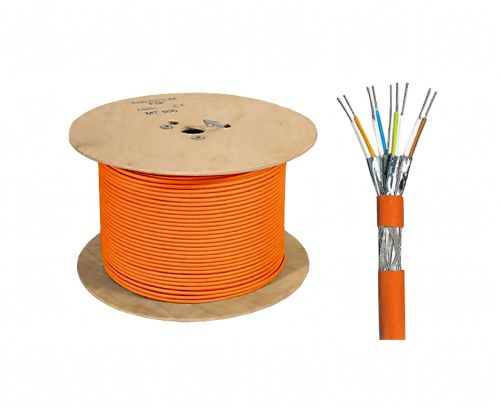 Cat.7 Netzwerk-Installationskabel, PiMF, 100Ohm, 10GB, AWG 23, 1000 MHz, FRNC-B, orange, Länge 500m
