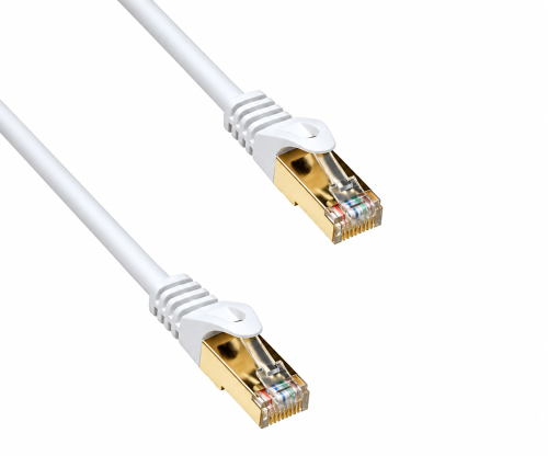 Premium Cat.7 Patchkabel, LSZH, 2x RJ45 Stecker, Kupfer, weiß, 50,00m