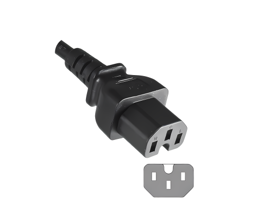 Hot appliance cable C15 to C20, 1mm², extension, VDE, black, length 1.80m