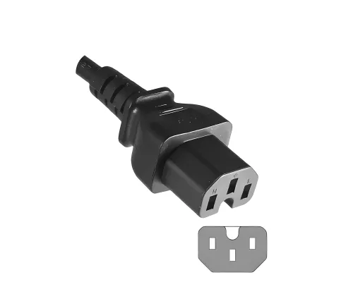 Cablu pentru aparatură caldă de la C15 la C20, 1mm², prelungire, VDE, negru, lungime 1.80m