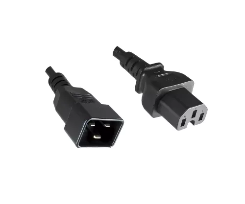 Hot appliance cable C15 to C20, 1mm², extension, VDE, black, length 1.80m