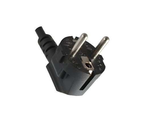 CEE 7/7 90° võrgukaabel CEE 7/7 90° kuumale seadmepistikule C15, 1mm², VDE, must, pikkus 5.00m