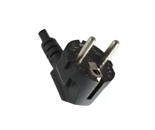 Netsnoer CEE 7/7 90° naar heteluchtstekker C15, 1mm², VDE, zwart, lengte 5,00m