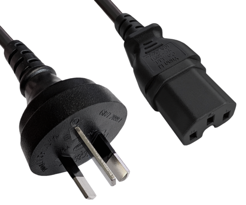 Cabo de rede eléctrica China tipo I a C15, 1mm², H05RN, aprovação: CCC, preto, comprimento 1,80m