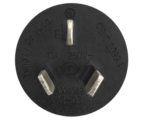 Cabo de rede eléctrica China tipo I a C15, 1mm², H05RN, aprovação: CCC, preto, comprimento 1,80m