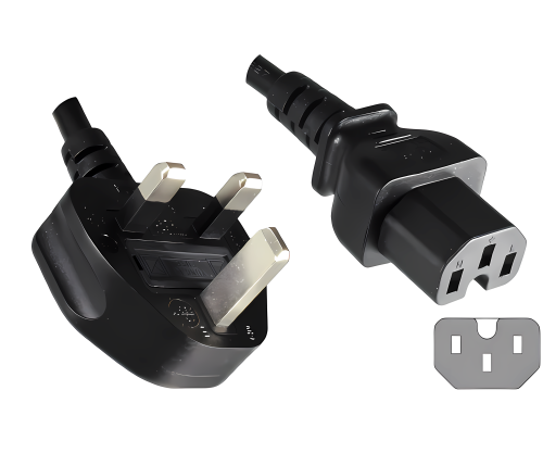 Cable de red Inglaterra UK tipo G 10A a C15, 1mm², homologación: ASTA, negro, longitud 1,80m