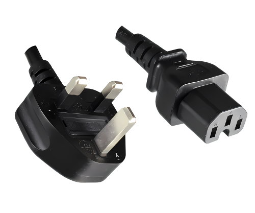 Cable de red Inglaterra UK tipo G 10A a C15, 1mm², homologación: ASTA, negro, longitud 1,80m