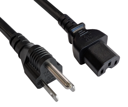 Cabo de rede eléctrica América EUA NEMA 5-15P, tipo B a C15, AWG14, SJT, aprovações: UL/CSA, preto, comprimento 1,80m