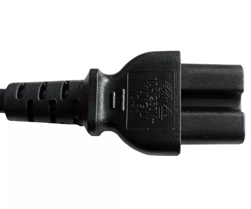 Cabo de rede CEE 7/7 90° para ficha de aparelho quente C15, 1mm², VDE, preto, comprimento 5,00m