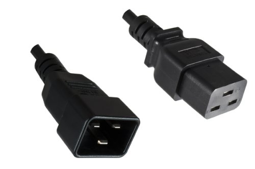 Cold appliance cable C19 to C20, 1,5mm², 16A, extension, VDE, black, length 3,00m