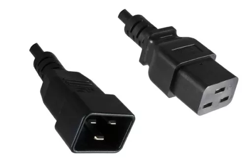 Cold appliance cable C19 to C20, 1,5mm², 16A, extension, VDE, black, length 5,00m