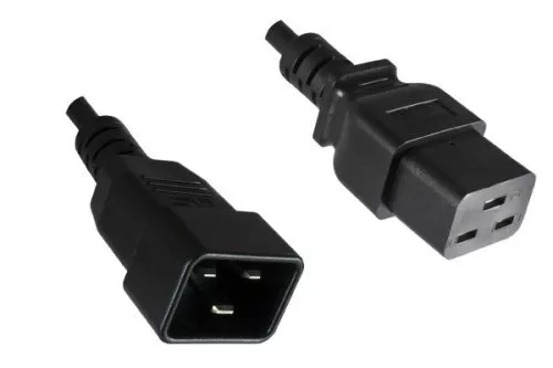Power cable C19 to C20 LSZH, 1,5mm², 16A, black, length 1,80m