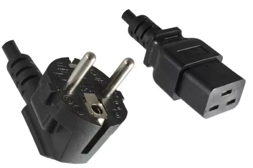 Power Cord CEE 7/7 90° to C19, 1,5mm², VDE, black, length 5,00m