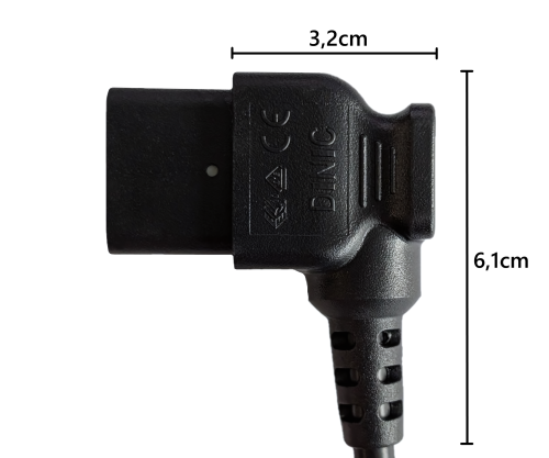 Câble secteur CEE 7/7 sur C19 90°, 1mm², VDE, noir, longueur 1,80m