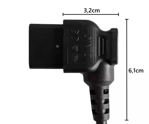Netzkabel CEE 7/7 auf C19 90°, 1mm², VDE, schwarz, Länge 1,80m