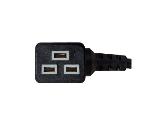 Câble secteur CEE 7/7 sur C19 90°, 1mm², VDE, noir, longueur 1,80m