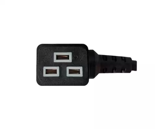 Netzkabel CEE 7/7 auf C19 90°, 1mm², VDE, schwarz, Länge 1,80m