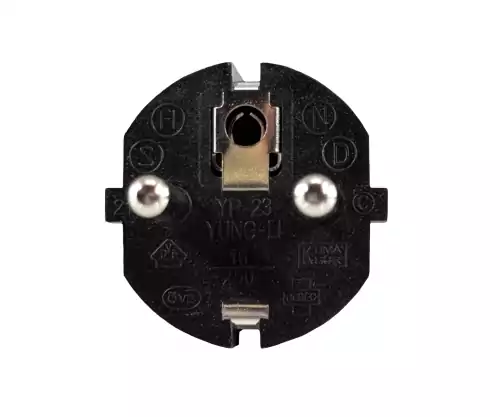 Netzkabel CEE 7/7 auf C19 90°, 1mm², VDE, schwarz, Länge 1,80m