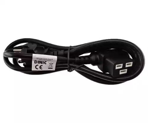 Netzkabel CEE 7/7 auf C19 90°, 1mm², VDE, schwarz, Länge 1,80m