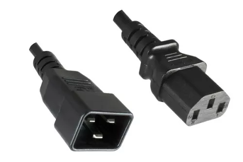 Cold appliance cable C13 to C20, 1mm², extension, VDE, black, length 0,50m