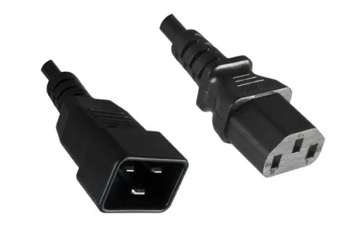 Cold appliance cable C13 to C20, 1mm², extension, VDE, black, length 1,80m