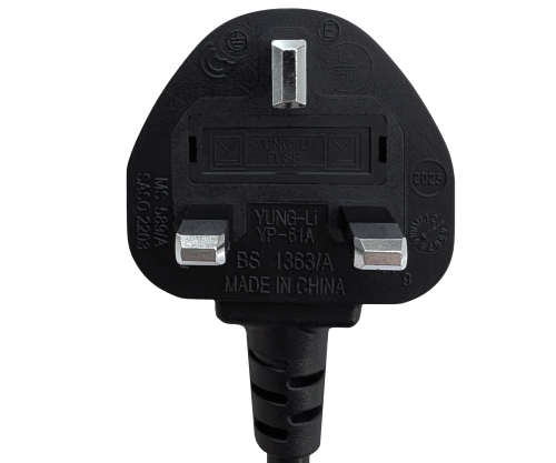 Мрежов кабел Англия UK тип G 13A към C19, 1,5 mm², одобрение: ASTA /SASO /HK , черен, дължина 1,80 m