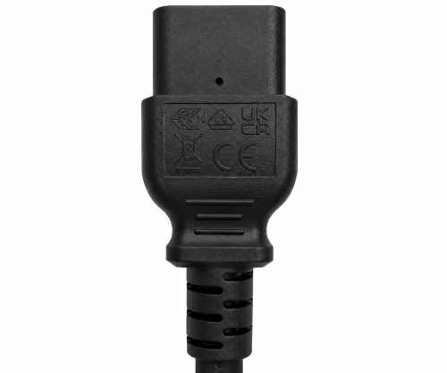 Καλώδιο δικτύου Αγγλίας τύπου G 13A έως C19, 1,5mm², έγκριση: ASTA /SASO /HK , μαύρο, μήκος 1,80m