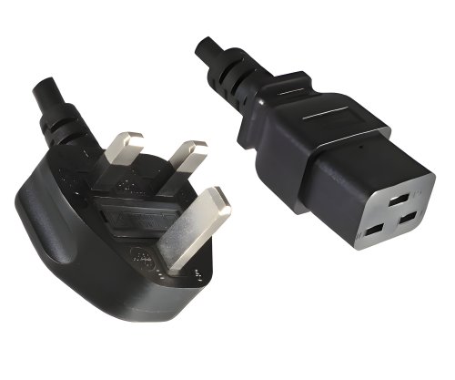Cabo de rede Inglaterra Reino Unido tipo G 13A para C19, 1,5mm², aprovação: ASTA /SASO /HK , preto, comprimento 1,80m