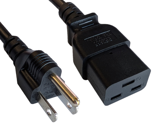 Καλώδιο δικτύου Αμερική ΗΠΑ NEMA 5-15P, τύπος B έως C19, AWG16, SJT, εγκρίσεις: UL/CSA, μαύρο, μήκος 1,80m
