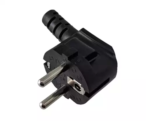 Netzkabel CEE 7/7 90° auf C19, 1,5mm², VDE, schwarz, Länge 3,00m