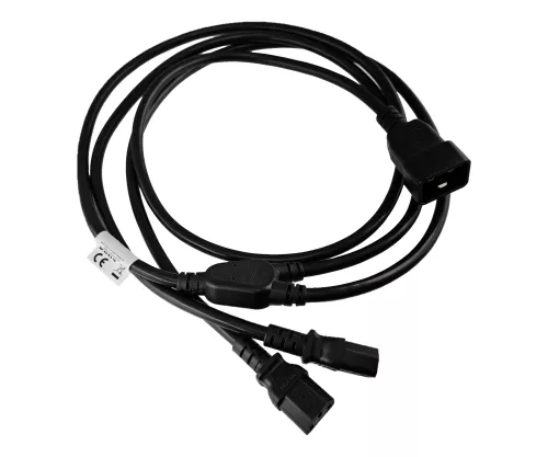 Y-cold appliance cable 2x C13 to C20, 1.5mm², extension, VDE, black, length 2.00m