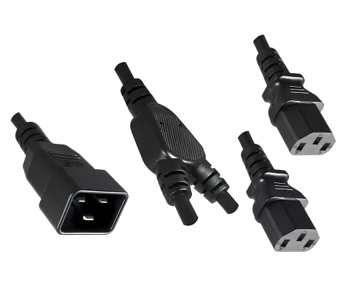 Y-cold appliance cable 2x C13 to C20, 1.5mm², extension, VDE, black, length 2.00m