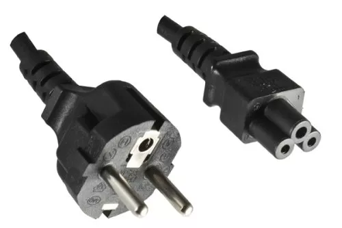 Power cord Europe CEE 7/7 to C5, 0,75mm², VDE, black, length 3,00m