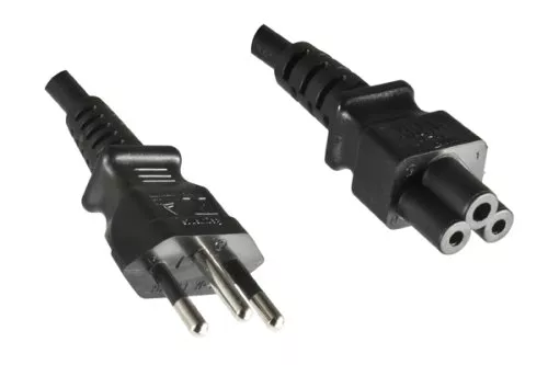 Netzkabel Brasilien Typ N auf C5, 0,75mm², INMETRO, schwarz, Länge 1,80m