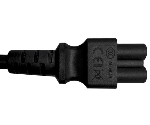 Toitekaabel Hiina tüüp I kuni C5, 0,75mm², CHN 3pin/IEC 60320-C5, CCC, must, pikkus 1,80m.