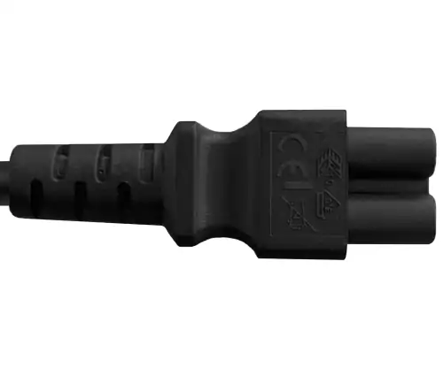 Maitinimo kabelis Danija, K 90°-C5 tipo, 0,75 mm², patvirtinimai: VDE/DEMKO, juodos spalvos, ilgis 1,80 m