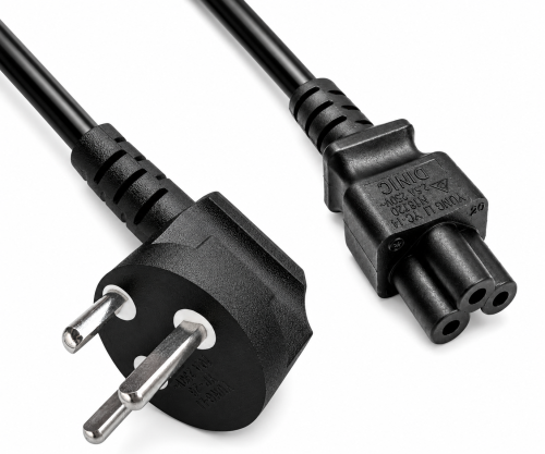 Cablu de rețea Danemarca tip K 90° la C5, 0,75mm², omologări: VDE/DEMKO, negru, lungime 1,80m