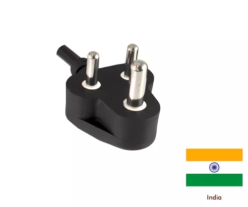 Mains cable India type D to C5, 0.75mm², 2.5A, approval: BIS, black, length 1.80m