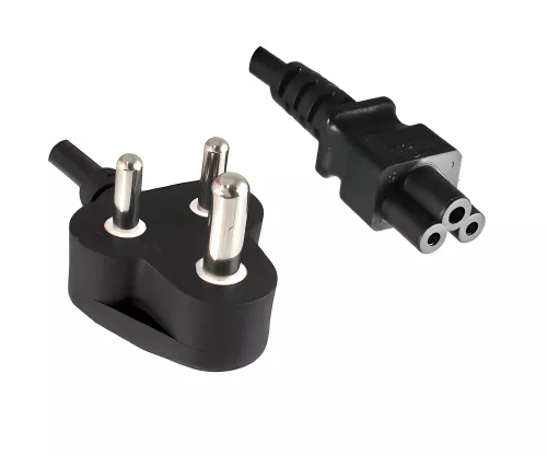 Mains cable India type D to C5, 0.75mm², 2.5A, approval: BIS, black, length 1.80m