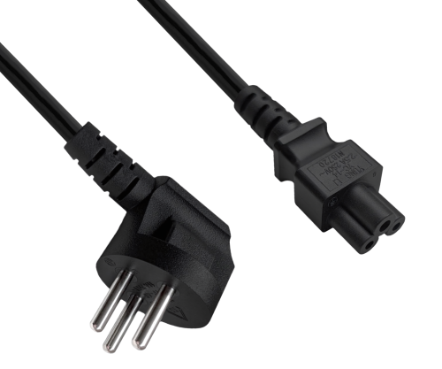 Netkabel Israël type H naar C5, 0,75mm², goedkeuring: SII, zwart, lengte 1,80m
