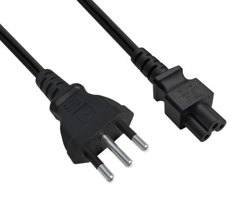 Omrežni kabel Italija, tip L do C5, 0,75 mm², homologacija: IMQ, črne barve, dolžina 1,80 m