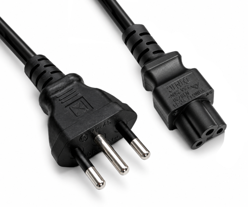 Netkabel Italië type L naar C5, 0,75mm², goedgekeurd: IMQ, zwart, lengte 1,80m