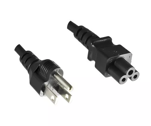 Mains cable Japan type B to C5, 0.75mm², approvals: JET/PSE, VCTF, black, length 1.80m