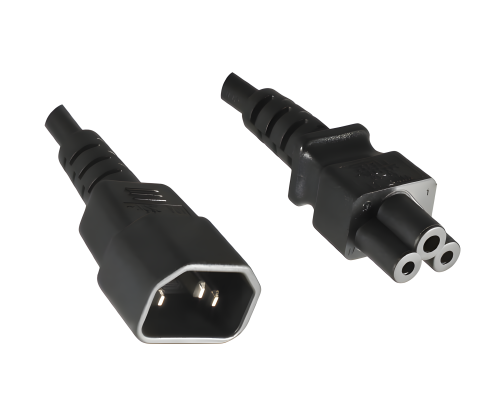 Napájecí kabel C14 na C5, 0,75 mm², prodlužovací, VDE, černý, délka 1,80 m